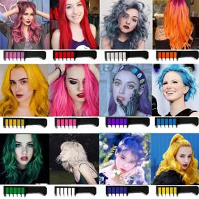 img 2 attached to 🌈 Kalolary 12 Colors Temporary Hair Color Chalk Set for Girls Kids - Vibrant Washable Hair Color Comb, Safe for Kids and Teens! Perfect Birthday Party and Cosplay Gift for Girls, Kids, Teens, and Adults!