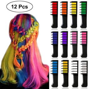 img 4 attached to 🌈 Kalolary 12 Colors Temporary Hair Color Chalk Set for Girls Kids - Vibrant Washable Hair Color Comb, Safe for Kids and Teens! Perfect Birthday Party and Cosplay Gift for Girls, Kids, Teens, and Adults!