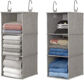 img 4 attached to Marvelent Hanging Closet Organizer - 3-Shelf System - 2 Packs - Storage Solutions - 12x12x27 inches - Gray