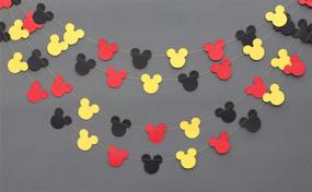 img 4 attached to Paper Garland - Mickey Mouse Inspired Club House Party Supplies - Tricolor Mickey Head Garland - Mickey Paper Garland for Birthday Decorations - Mickey Mouse Decor