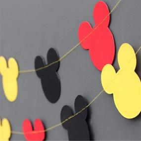 img 3 attached to Paper Garland - Mickey Mouse Inspired Club House Party Supplies - Tricolor Mickey Head Garland - Mickey Paper Garland for Birthday Decorations - Mickey Mouse Decor