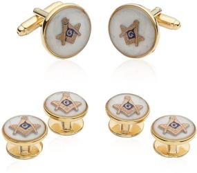 img 4 attached to Комплект аксессуаров для манжет Freemason Masonic Cufflinks от Cuff Daddy: Подчеркните свой стиль с аксессуарами для мужчин - манжетные пуговицы, запонки и зажим для галстука.