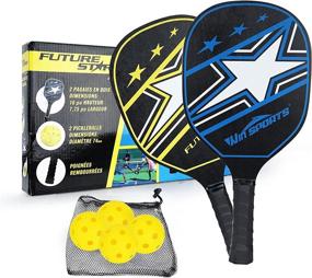 img 4 attached to WIN SPORTS Wooden Pickleball Paddles Set - 2 Beginner Rackets, Pickle Ball Paddles with 2 Paddles, 4 Balls, and 1 Carry Bag - Durable and Classic - Choose Black and Wooden Version for Enhanced SEO