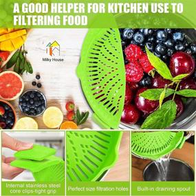 img 3 attached to 🍲 Multipurpose Silicone Food Strainer - 2 Pack Clip-On Kitchen Filters for All Pots, Pans, and Bowls