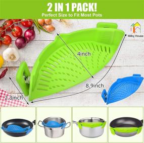 img 1 attached to 🍲 Multipurpose Silicone Food Strainer - 2 Pack Clip-On Kitchen Filters for All Pots, Pans, and Bowls