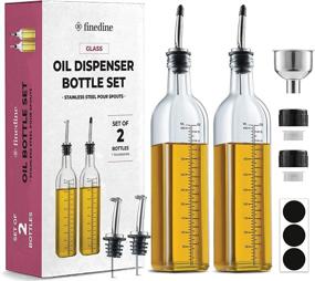 img 4 attached to Sleek Design Oil and Vinegar Dispenser Set - Premium Olive Oil and Vinegar Bottles - 🍶 Convenient Refill Funnel - Includes 4 Pouring Spouts and Labels - Glass Oil Bottle Set for Kitchen