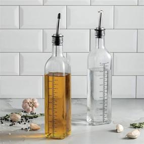 img 3 attached to Sleek Design Oil and Vinegar Dispenser Set - Premium Olive Oil and Vinegar Bottles - 🍶 Convenient Refill Funnel - Includes 4 Pouring Spouts and Labels - Glass Oil Bottle Set for Kitchen