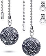 💎 set of 2 bling crystal rhinestones ball pull chains with 20 inch adjustable extension chains for ceiling fan pull chain switch home decor (black) logo