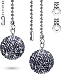 img 4 attached to 💎 Set of 2 Bling Crystal Rhinestones Ball Pull Chains with 20 Inch Adjustable Extension Chains for Ceiling Fan Pull Chain Switch Home Decor (Black)