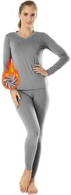 img 4 attached to 🔥 Ultra Soft V Neck Womens Thermal Underwear Long Johns Set with Fleece Lining by MANCYFIT