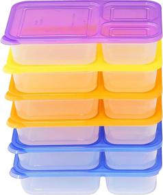 img 4 attached to 🍱 Convenient 6 Pack - SimpleHouseware Color Reusable 3-Compartment Meal Prep Containers (36 ounces)