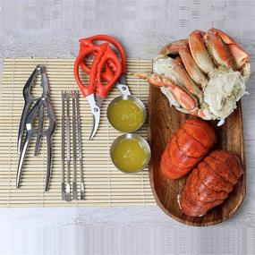 img 3 attached to Seafood Tool Set for Two: Seafood Scissors, Crab Crackers, Seafood Forks, and Butter Cups 🦞 - Reusable & Washable Seafood Cracker Set - Stainless Steel Lobster Cracker for Cutting & Digging