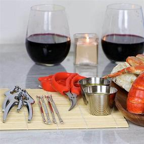 img 1 attached to Seafood Tool Set for Two: Seafood Scissors, Crab Crackers, Seafood Forks, and Butter Cups 🦞 - Reusable & Washable Seafood Cracker Set - Stainless Steel Lobster Cracker for Cutting & Digging