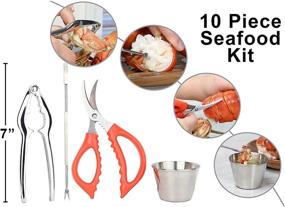 img 2 attached to Seafood Tool Set for Two: Seafood Scissors, Crab Crackers, Seafood Forks, and Butter Cups 🦞 - Reusable & Washable Seafood Cracker Set - Stainless Steel Lobster Cracker for Cutting & Digging