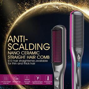 img 3 attached to Hair Straightener Brush S10 - RIFNY Hair Straightening Comb with Anti Scald Auto Temperature Lock, 3 Heat Levels & 30S Fast Ceramic Heating - Ideal for Home, Travel, and Salon Use