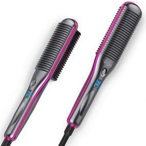 img 4 attached to Hair Straightener Brush S10 - RIFNY Hair Straightening Comb with Anti Scald Auto Temperature Lock, 3 Heat Levels & 30S Fast Ceramic Heating - Ideal for Home, Travel, and Salon Use