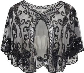 img 4 attached to 👘 BABEYOND 1920s Beaded Sequin Shawl Wraps: Stylish Evening Cape, Bridal Shawl Bolero, & Flapper Cover Up