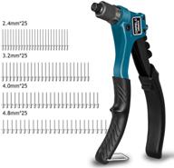 🔧 orfeld rivet gun: single hand manual pop rivet gun kit with 100 pcs rivets and 4 tool-free interchangeable color-coded heads logo