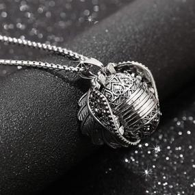 img 2 attached to 5 Pics Photo Necklace: Love Heart Locket Pendant with Wing Design – Expandable Ball Locket Necklace