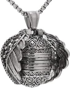 img 4 attached to 5 Pics Photo Necklace: Love Heart Locket Pendant with Wing Design – Expandable Ball Locket Necklace