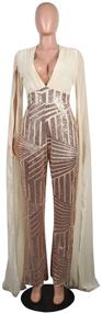 img 2 attached to Aro Lora Women's Sparkly V-neck Sequin Mesh Bodycon Long Pants Party Jumpsuits Rompers