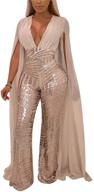 aro lora women's sparkly v-neck sequin mesh bodycon long pants party jumpsuits rompers logo