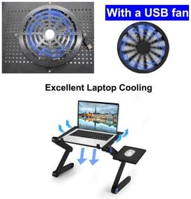 img 1 attached to 👩 Ultimate Laptop Stand: Adjustable Bed Table with Cooling Fan, Mouse Pad, and Portability for Comfortable Work Anywhere!