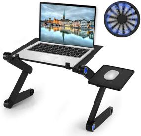 img 4 attached to 👩 Ultimate Laptop Stand: Adjustable Bed Table with Cooling Fan, Mouse Pad, and Portability for Comfortable Work Anywhere!