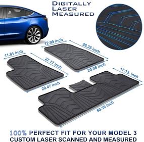 img 2 attached to 🚗 Защитные коврики для пола Tmate Tesla Model 3: Неодорирующий экологически чистый латексный каучук, прочная и гибкая защита пола на все сезоны - комплект из трех частей для передних и задних сидений (аксессуары 2017-2020)