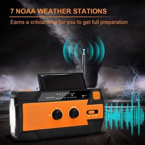 img 3 attached to NPET Emergency Solar Hand Crank Radio - Stay Prepared 🔋 for Hurricane Season with AM/FM/NOAA, LED Flashlight, Phone Charger, and Reading Lamp
