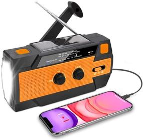 img 4 attached to NPET Emergency Solar Hand Crank Radio - Stay Prepared 🔋 for Hurricane Season with AM/FM/NOAA, LED Flashlight, Phone Charger, and Reading Lamp
