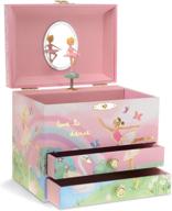 🎵 jewelkeeper musical jewelry box: ballerina and rainbow design, 2 pullout drawers, with swan lake tune logo
