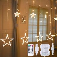 stunning 12 stars 138-led lights: remote control curtain fairy lights 🌟 with 8 modes for bedroom, christmas, weddings, party – warm white decoration lights logo