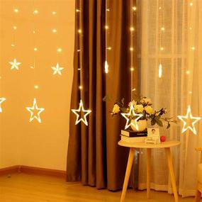 img 1 attached to Stunning 12 Stars 138-LED Lights: Remote Control Curtain Fairy Lights 🌟 with 8 Modes for Bedroom, Christmas, Weddings, Party – Warm White Decoration Lights