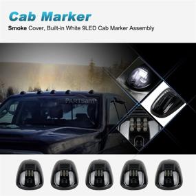 img 3 attached to 🚘 Enhance Your Dodge Ram with Partsam LED Cab Lights - 5PCS Smoke Cab Marker Roof Running Lights, Top White 9 LED Assembly Replacement for 2003-2018 Ram 1500 2500 3500 4500 5500 - Perfect for Pickup Trucks and RVs