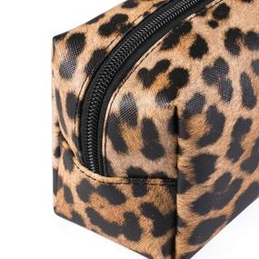 img 3 attached to 🐆 OXYTRA 2-Piece Leopard Cosmetic Bag Set - Waterproof Travel Makeup Organizer PU Leather Toiletry Bags with Leopard Print