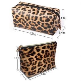 img 1 attached to 🐆 OXYTRA 2-Piece Leopard Cosmetic Bag Set - Waterproof Travel Makeup Organizer PU Leather Toiletry Bags with Leopard Print