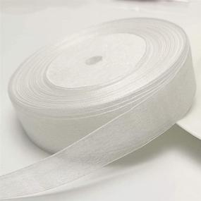 img 3 attached to 🎀 Chenkou Craft 50 Yard/Roll 1-Inch (25mm) White Organza Ribbon DIY Craft Wedding Supply (1-Inch, White01)