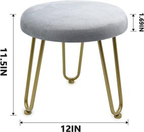 img 3 attached to 🪑 Polyjkl Small Ottoman: Round Foot Stool in Gray Velvet, Footrest with 3 Golden Metal Legs for Living Room and Bedroom, H12 x L12 x W11.5