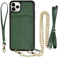 📱 jlfch iphone 11 pro max wallet case - stylish crossbody case with zipper pocket, credit card holder, and wrist strap - midnight green - 6.5 inch logo