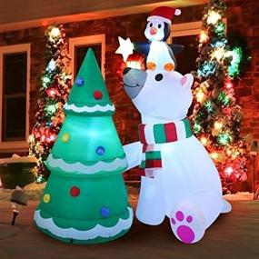 img 1 attached to 🎄 6ft Polar Bear Christmas Tree Inflatable with LEDs for Festive Indoor/Outdoor Decor