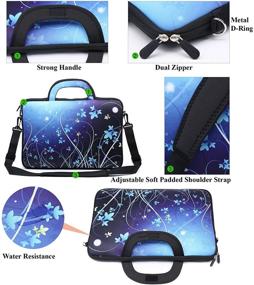 img 2 attached to 🌸 Meffort Inc 15-15.6 inch Water-Resistant Neoprene Laptop Briefcase Bag Carrying Case - Blue Mini Flower Swirl