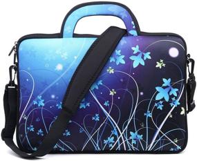 img 4 attached to 🌸 Meffort Inc 15-15.6 inch Water-Resistant Neoprene Laptop Briefcase Bag Carrying Case - Blue Mini Flower Swirl