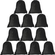 🎒 convenient 24 pack of black drawstring bags for group activities and kids parties logo