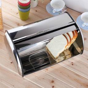 img 2 attached to 🍞 Stylish Brushed Stainless Steel Roll Top Bread Box for Kitchen Storage: Bekith Bread Bin and Holder