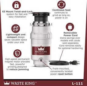 img 1 attached to 🗑️ Waste King L-111 Garbage Disposal Recycling Unit with Built-in Power Cord, 1/3 Horsepower