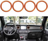 auovo air conditioning vent outlet trim accessories for wrangler jl 2018 2019 2020 2021 and gladiator jt 2020 2021 interior accessories dashboard decoration cover ring (orange) logo