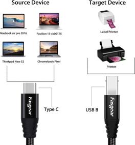 img 1 attached to Кабель Fasgear 3 фута USB Type C к USB B для принтера и сканера - оплетенный нейлоновый корд с металлическим разъемом - совместим с принтерами AiO, HP, Canon, Samsung и другими (3 фута, черный)