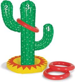 img 2 attached to 🌵 Mexican Cinco De Mayo Party Supplies: Beistle Fiesta Inflatable Cactus Ring Toss Game - Fun for Indoor, Outdoor, and Pool Time. Perfect for Western Themed Birthday Parties - 21" & 7¼", Green/Yellow/Red