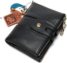 img 2 attached to 👝 Genuine Leather Bifold Wallets with Keychain: Stylish Men's Accessories for Organized Money Management